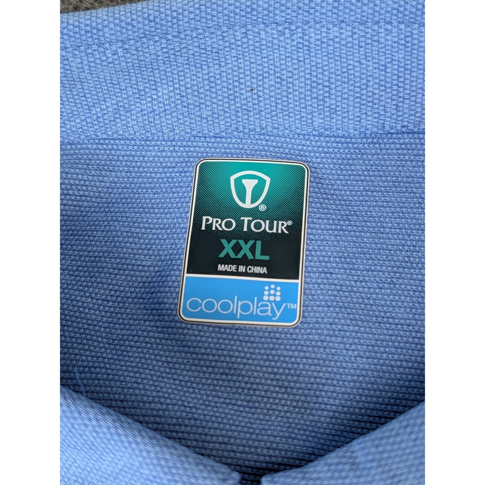 Pro Tour Coolplay Mens XXL Blue Long Sleeve Polo Shirt Golf Performance Textured - Picture 3 of 10